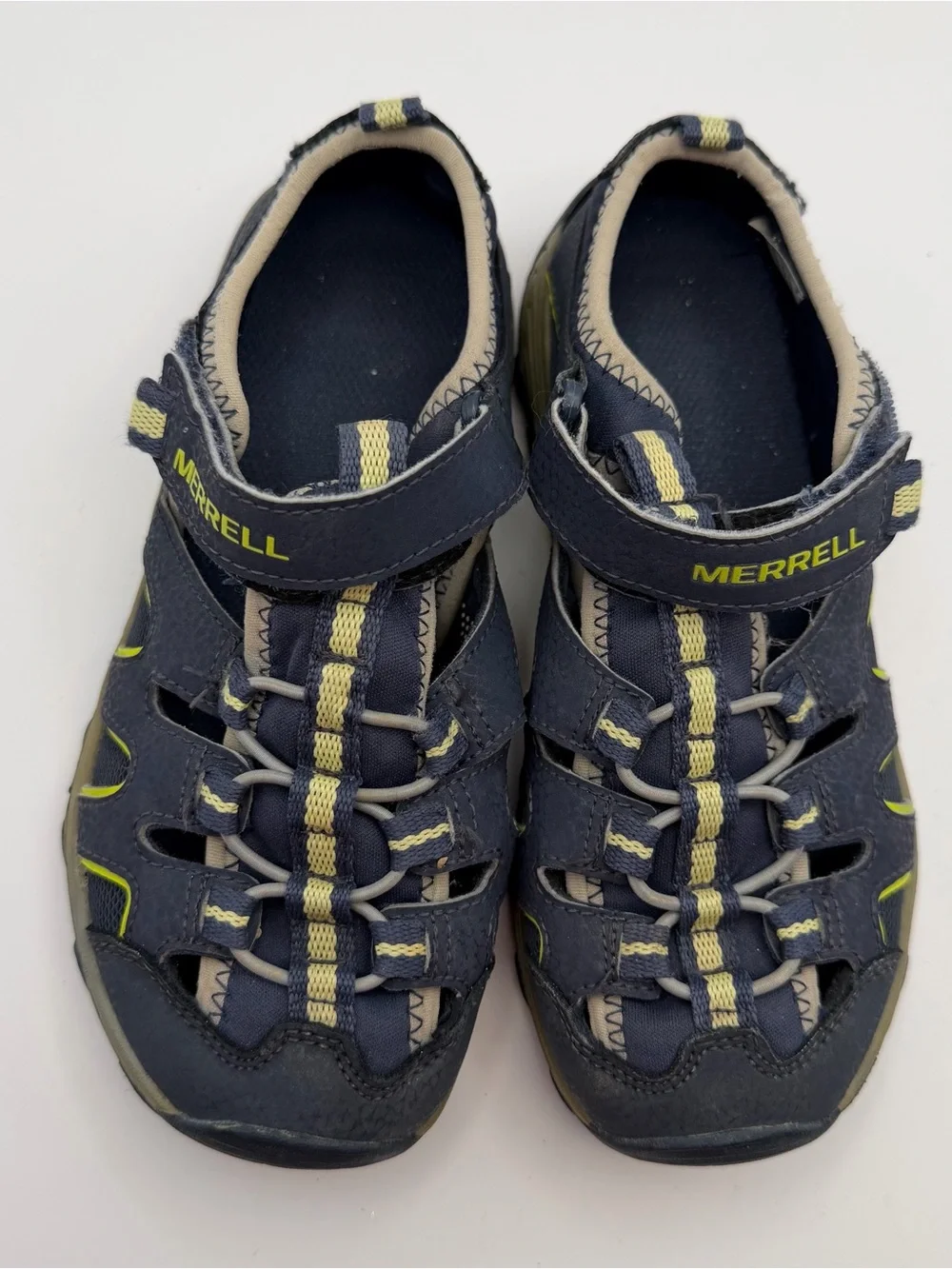 Merrell Hydro H2O Hiker Navy Lime Closed-Toe Sport Sandals Kids Size 2M Gorpcore